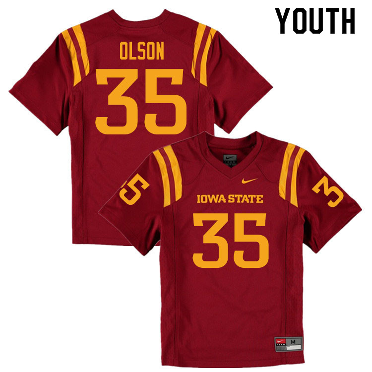 Youth #35 Drew Olson Iowa State Cyclones College Football Jerseys Sale-Cardinal